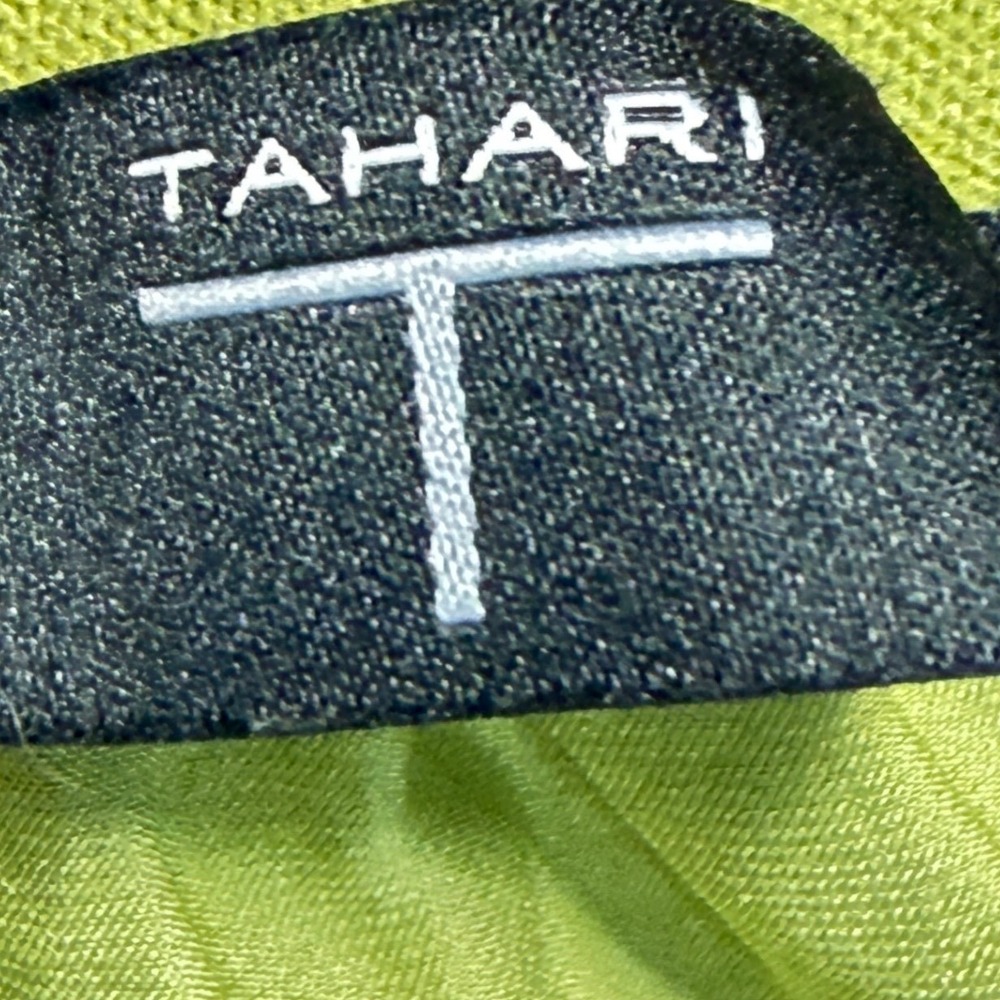 Tahari Womens Olive Green Smocked Waist Maxi Skirt Side Slits Ruffle Trim L Flow - Picture 5 of 11